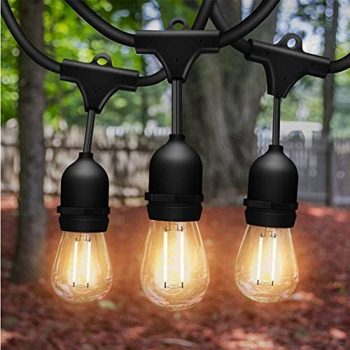 Solatec Guirlandes Lumineuses DEL, Incassables 48 Pi 15 Prises Suspendues Qualité Commerciale Étanches 2 W Guirlande Extérieure Déco pour Patio, Jardin, Balcon, Terrasse S14 2 W