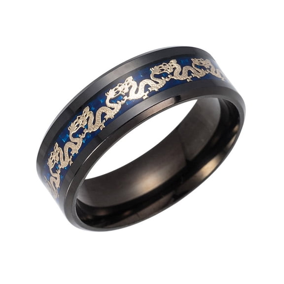 Dragon Black Stainless Steel Mens Womens Wedding Band Ring Ginger Lyne Collection