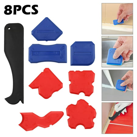 8 Pieces Caulking Tool Kit Silicone Sealant Finishing Tool Grout Scraper Caulk Remover, Black Sealant Removal (Best Virus Removal Tool)