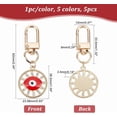 thumbnail image 2 of 5 Pcs Keychain 5 Colors Light Gold Clasp Protection Charm Flat Round Alloy Good Luck Keychain for Handbag Hooks Home Decoration for DIY, 2 of 4