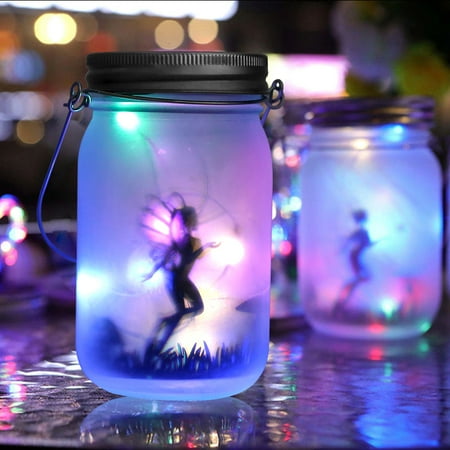 

Gpoty Solar Lights 2Pcs Solar Lanterns Outdoor Solar Lantern Fairy Lights with 2 Fairy Cards Solar Hanging Lights Handles Auto On/Off Solar Jar Lights Glass Jar Fairy Light Garden Ornaments