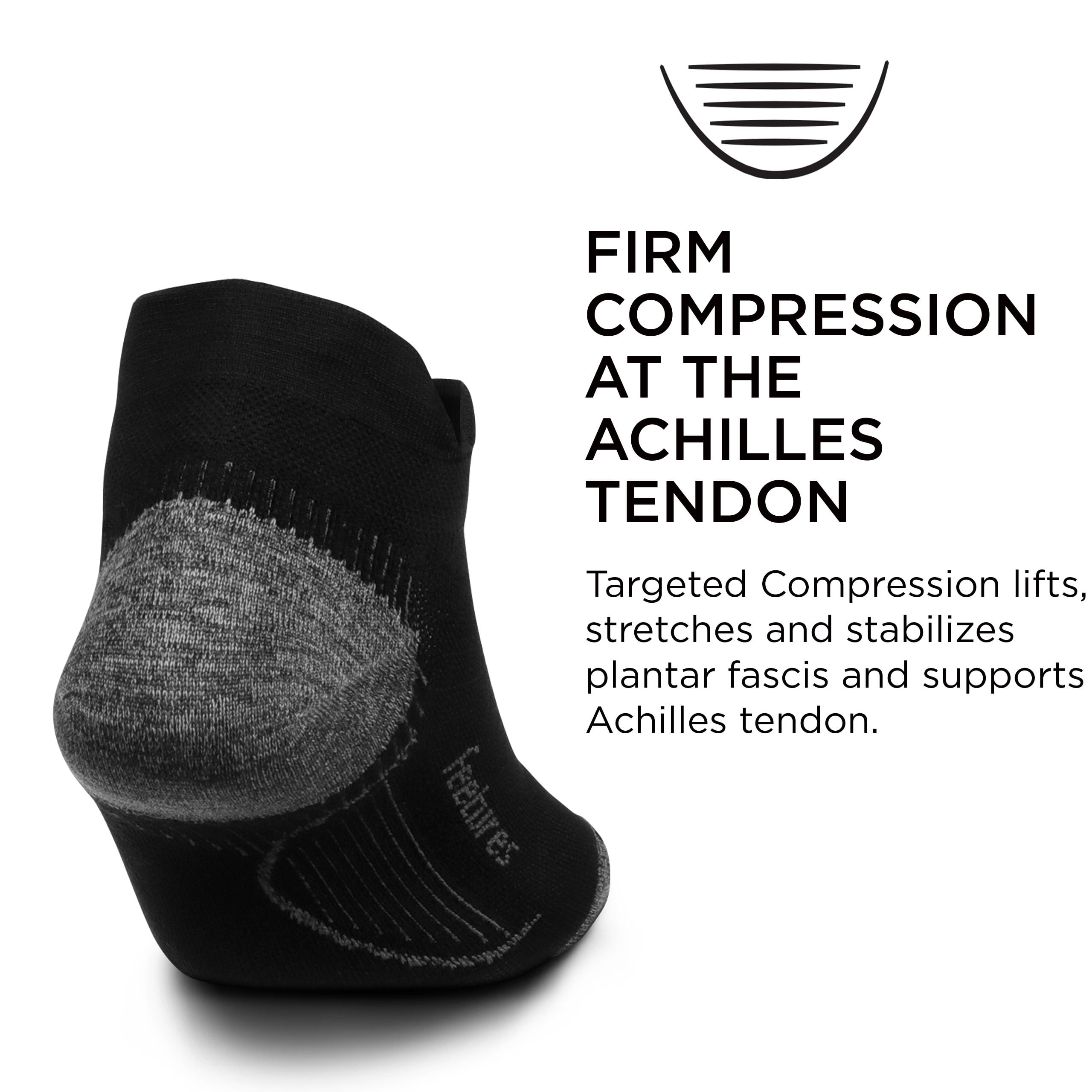 Feetures Plantar Fasciitis Relief Ultra Light Cushion Ankle Sock - No Show Socks with Heel Tab - Black, L (1 Pair)