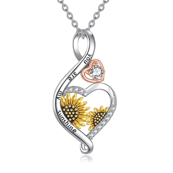 You Are My Sunshine Necklace Inspirational Sunflower Necklace Jewelry Mother's Birthday Gift for Mom Women