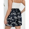 thumbnail image 5 of SHOWMALL Women's Plus Drawstring Shorts Floral White Flower Navy 5X Summer Elastic Waist Casual Lightweight with Pockets, 5 of 7