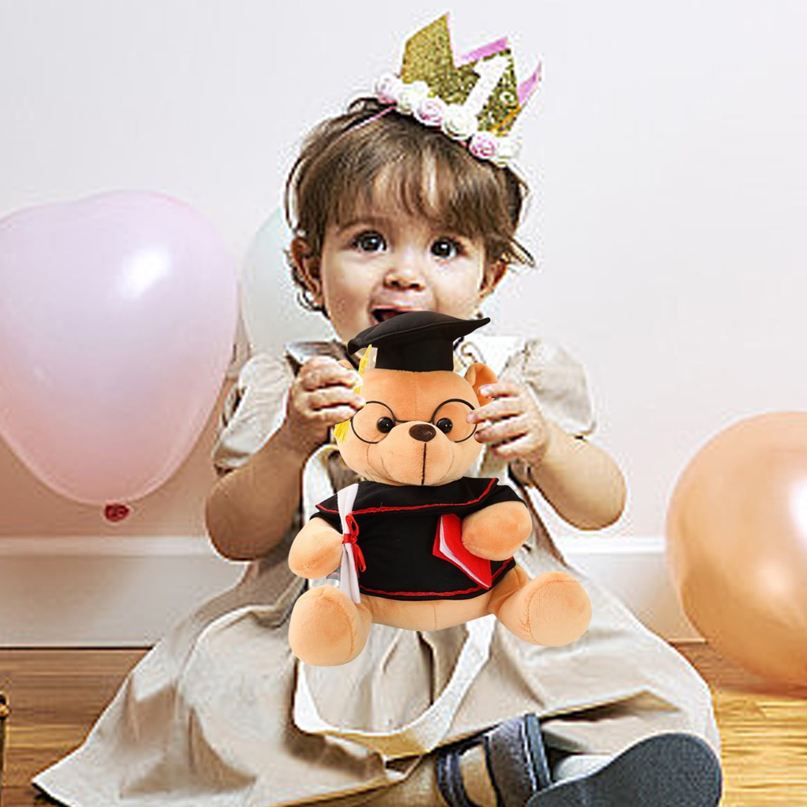 HCBY 1 Pack Graduation Plush Bear, 7 Inch Doctor Bear with Mini Cap Gown Glasses Scroll, Soft Cloth Doll for Graduation Season, Perfect Gift for Graduate Students Mentor