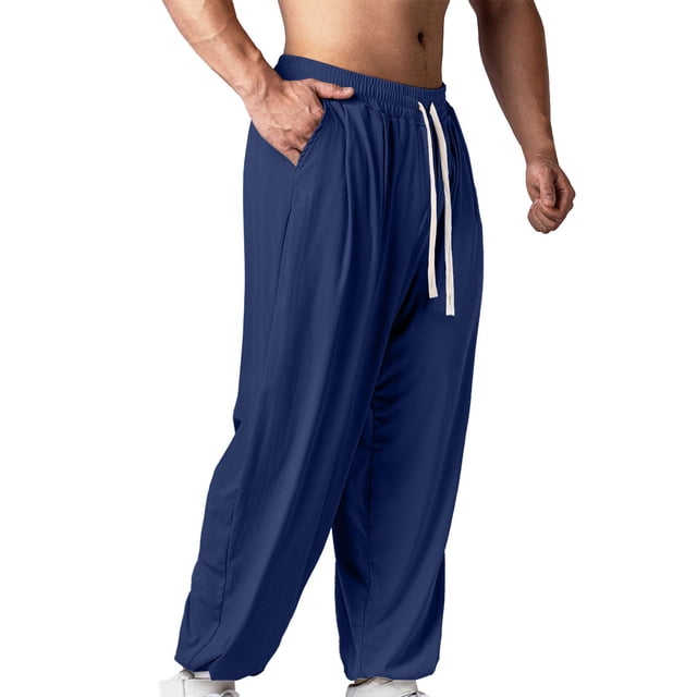 WRKEKC Joggers for Men Solid Color Stretch Belt Drawstring Ankle Pants with Comfort Fit for Running or Casual Use