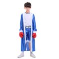 thumbnail image 4 of Children Kids Boxing Uniform Set Hooded Robe Short Sleeve Top Shorts Boxing Clothes Halloween Costume, 4 of 9