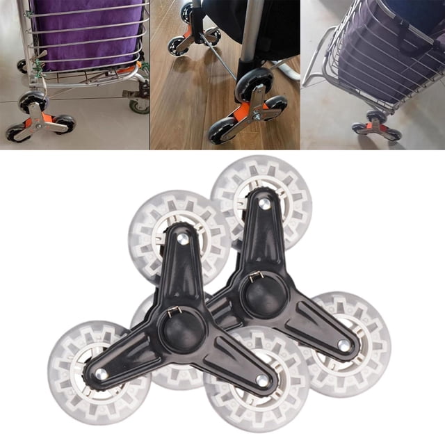 2 piezas Trolley Triangle Wheels Stair Wheels Ruedas de alquiler Resistente de reemplazo de instalación simple Anti slip para carro de lavandería