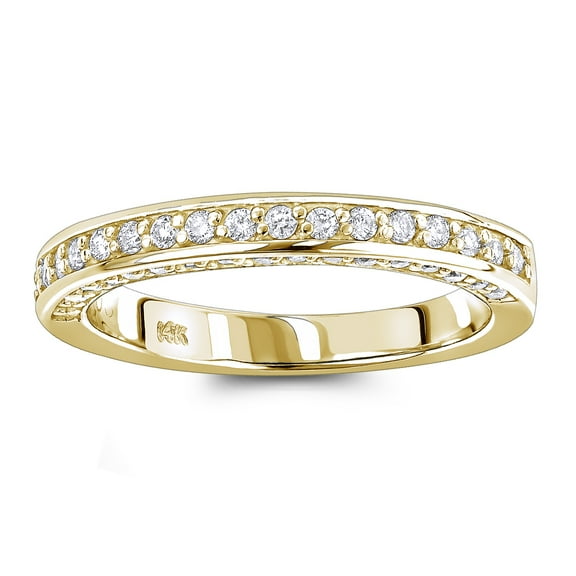 Ladies Thin 14K Designer Natural 0.6 Ctw Diamond Engagement Ring Band (Yellow Gold Size 9)