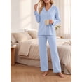 thumbnail image 2 of Cueply Womens Pajama Sets Long Sleeve Knit Button Down Pj Lounge Sets Sleepwear with Drawstring Pockets, 2 of 7