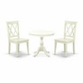 thumbnail image 6 of East West Furniture AMCL3-LWH-W 3 Piece Dining Room Set - 1 Pedestal Table and 2 Linen White Wooden Chairs - Linen White Finish, 6 of 10