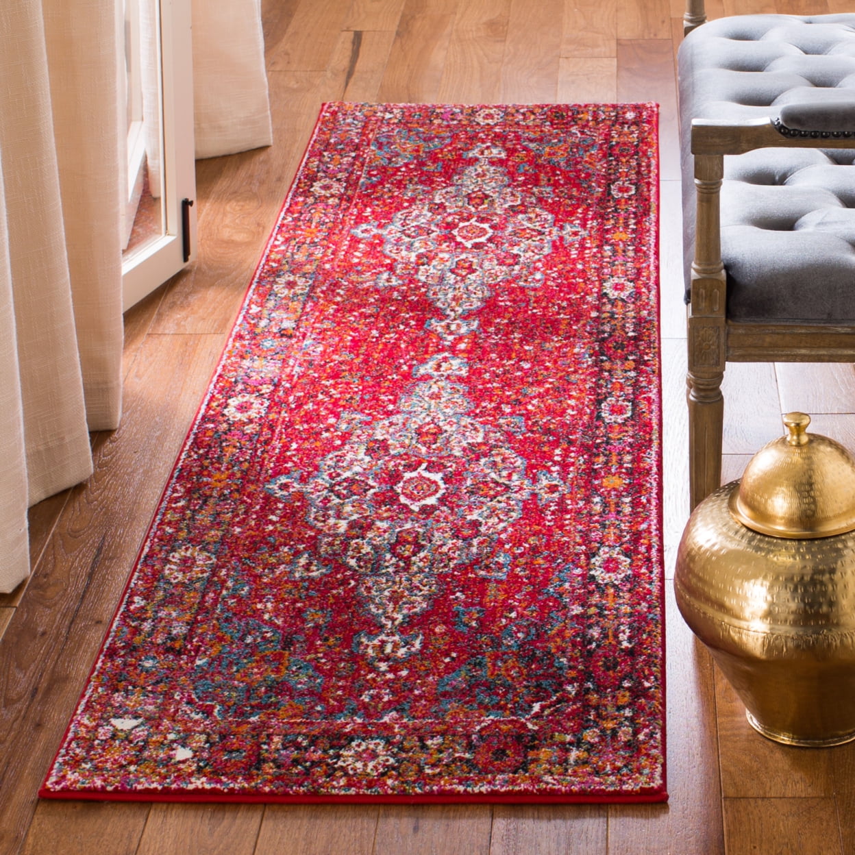 SAFAVIEH Vintage Hamadan Cathleen Traditional Area Rug, Red/Multi, 5'3" x 7'6"