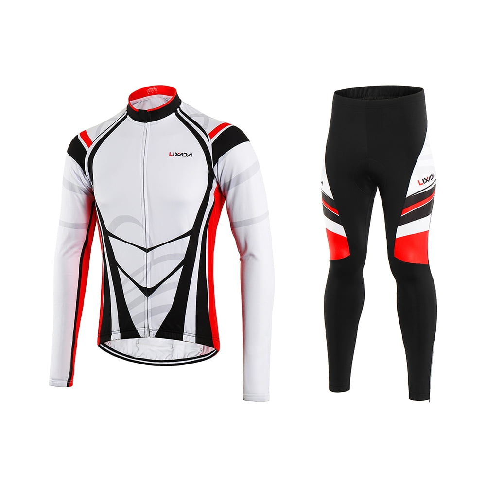 Details about   Men Winter Cycling Jersey Bib Pants Set Long Sleeve Thermal Fleece Sport Outfits 