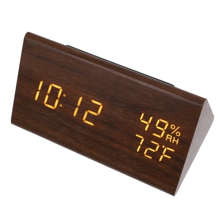 PBPBOX Wooden Triangular Alarm Clock with LED Screen for Bedroom and Living Room photo PBPBOX Wooden Triangular Alarm Clock with LED Screen for Bedroom and Living Room