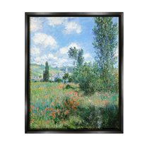 Stupell Industries Classic Field Flowers Rural Impressionist Painting Painting Jet Black Floating Framed Canvas Print Wall Art, Design by Lettered and Lined
