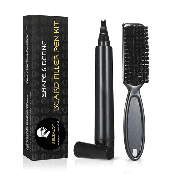 SELZALOT Beard Filler Pen kit Shape & Define Black Waterproof Pen Kit With Brush