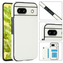 For Google Pixel 8A Wallet Case with Card Holder, Premium PU Leather Kickstand Credit Card Slots Case,[RFID Blocking] Double Magnetic Clasp Back Flip Durable Shockproof Cover, White