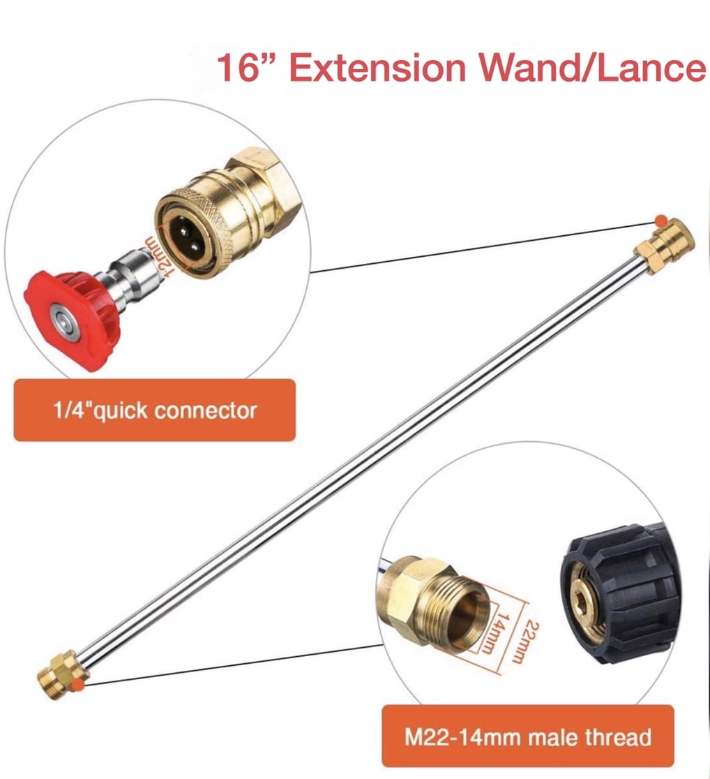 2 Wand//Lance Nozzle/& Hose Kit 4000 PSI M22 iMeshbean Pressure Washer Spray Gun