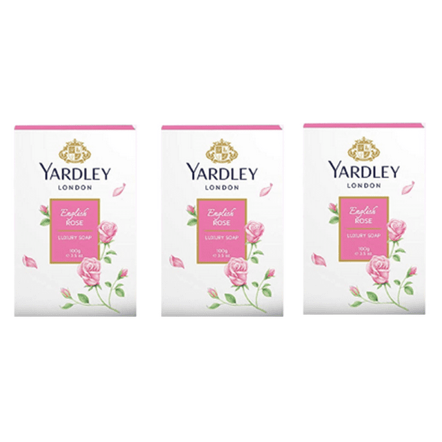 Yardley London Lot de 3 Savons de Luxe à la Rose Anglaise 100 g Ch. 3,5 Oz Ch.
