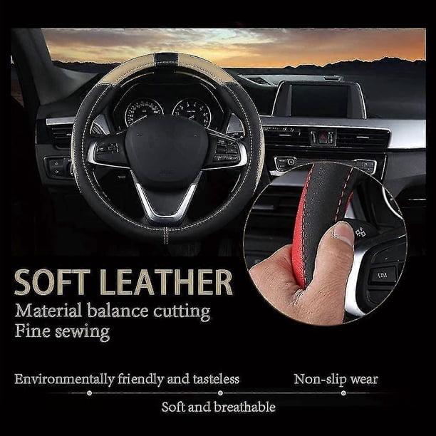Microfiber Leather Car Steering Wheel Cover, Durable, A Breathable, Fits Most Cars, Warm in Winter, Universal Size Steering Wheel Covers 38cm (15 inch