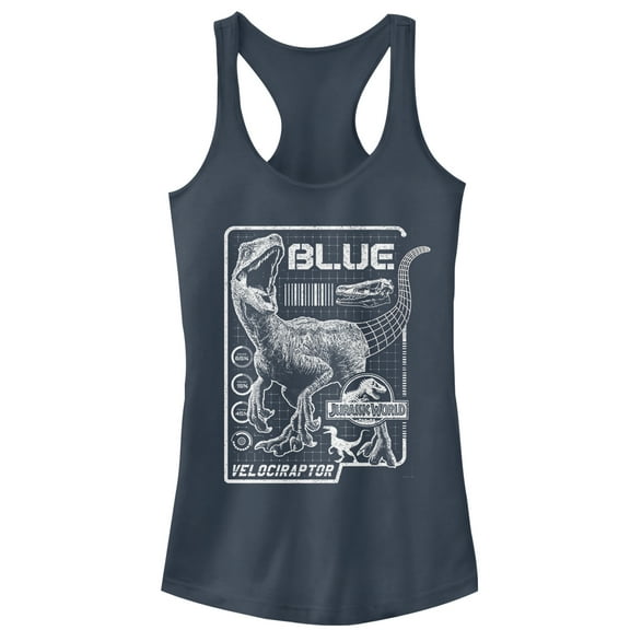 Junior's Jurassic World: Fallen Kingdom Blue Details  Racerback Tank Top Indigo 2X Large