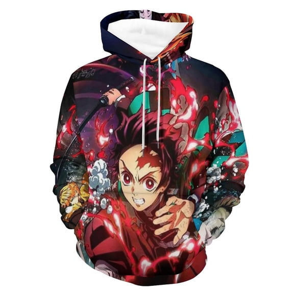 Demon Slayer Unisex Adult Hoodie Casual Hooded Sweatshirt Pullover Novelty 3D Printed Sweater Jacket S
