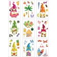 thumbnail image 1 of 9 hojas de calcomanías para ventanas con diseño de gnomos de verano de Hawái, calcomanías para ventanas, helados, playa, piscina tropical, piña, impermeables, para ventanas de vidrio, puertas,, 1 of 8