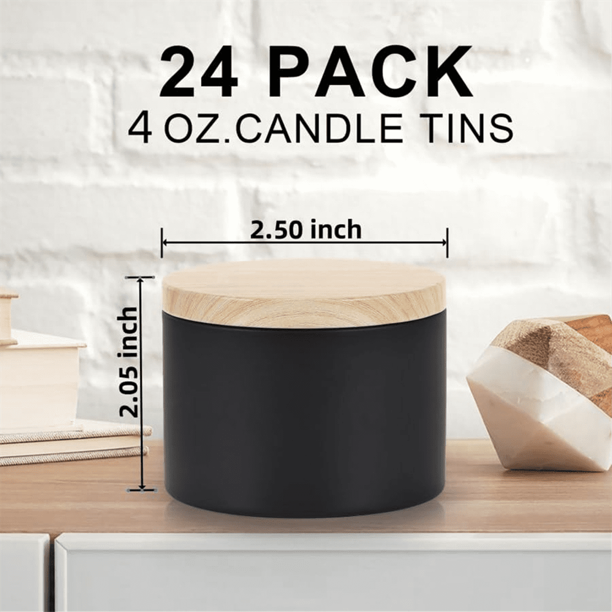 24 Pack 4 Oz Black Candle Tins with Lids, 4Oz Candle Jars for Making Candles Bulk