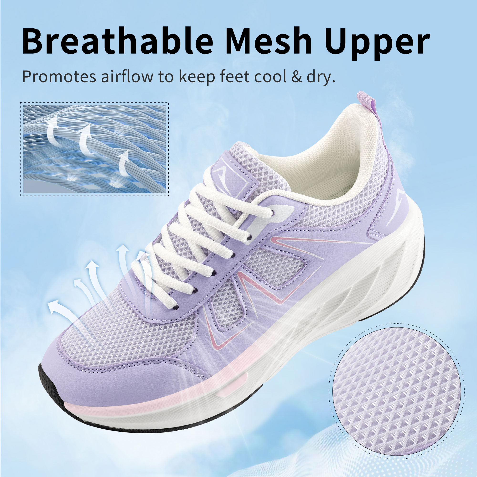 Zapatillas de Mujer Transpirables para Caminar y Correr, Zapatos Deportivos Casuales 3