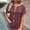 Wine, variant on BRGZLK Womens Tshirts Summer Trendy Solid Color V Neck Button Short Sleeve Trendy Loose Fit Comfy Shirt Blue XXXXL