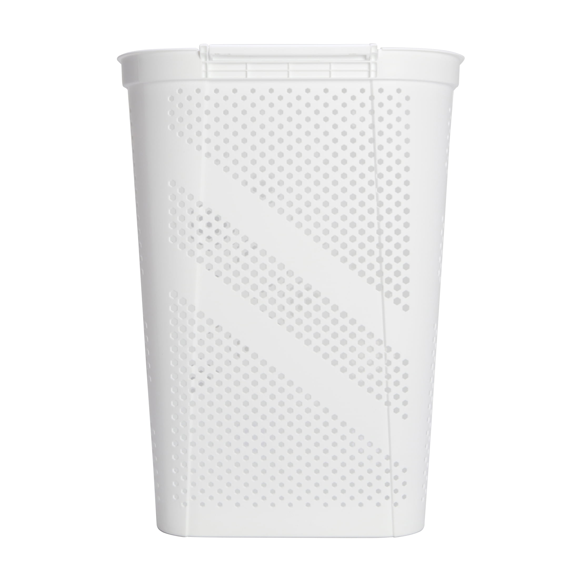 Mainstays 24" Plastic Hinged-Lid Rectangle Laundry Hamper, White, Adult