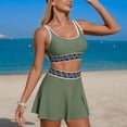 thumbnail image 5 of GEWSEY Womens High Waisted Bikini Sets Two Piece Tummy Control Swim Skirt Color Block Skirted Swimsuit 2026 (Army Green, M), 5 of 6