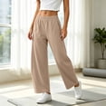 thumbnail image 3 of Oksale Barrel Sweatpants Women Petite Loose Wide Legged Sweatpants with Pockets Active Outdoor Elastic High Waisted Sweat Pants Fall Clothes Khaki S, 3 of 10