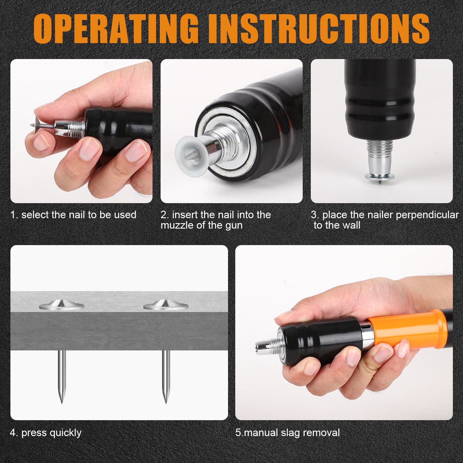 VIVIHEYDAY Mini Nail Gun Set, Portable Manual Fastening Tool, 5 Speed Adjustment, 150Pcs 7.3mm Round Nails