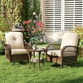 thumbnail image 4 of Spaco 3 Piece Patio Swivel Rocker Set, Patio Rocking Chair with Tempered Glass Side Table and Thick Cushions for Patio, Garden, Backyard, Brown, 4 of 18