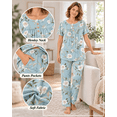 thumbnail image 3 of DreamFish Women's Pajama Set 2 Piece Sleepwear Henley Neck Short Sleeve Top and Long Pants with Pockets, 3 of 6