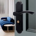 thumbnail image 2 of Interior Door Handle Set with Lock, Single Latch Door Knob for Bedroom and Bathroom, Lever Handle Lock Replacement Hardware, Brushed Finish for Wood Doors, Easy Install Black, 2 of 5