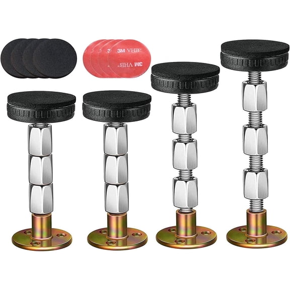 4Pcs Bed Frame Anti-Shake Tool, Threaded Adjustable Headboard Stoppers, Prevent loosening Fixer Bed Frame, Bedside Telescopic Support Headboard Stabilizer for Room Wall,Beds Cabinets,Table 28mm-106mm