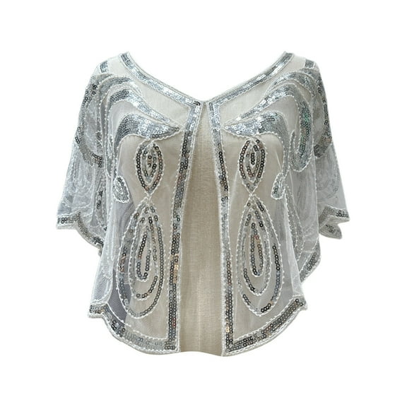 TYGHBN Women's 1920s Flapper Shawl Sequin Beaded Shawls and Wraps for Evening Dresses/Party/Wedding/Formal/Harlem Night plus Size Scarf Dresses for Women Wrap Sweater Hooded Capes Outerwear Ladies