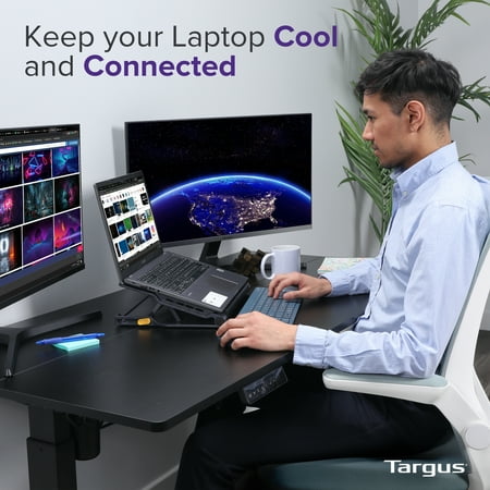 Targus - Chill Mat+ Laptop Cooling System with 4-Port USB Hub - Gray