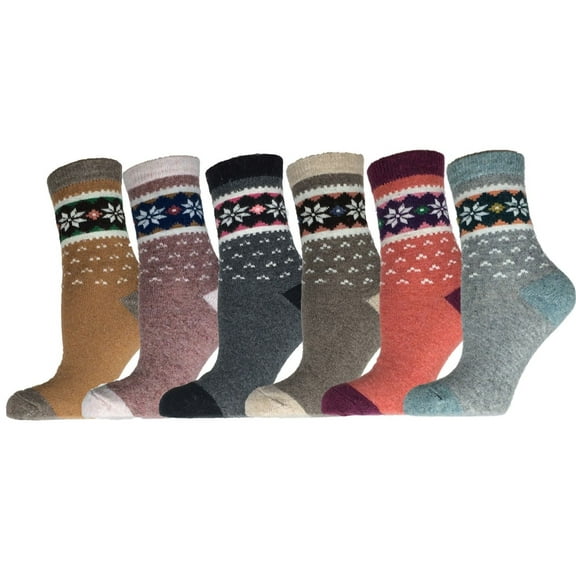 Women's 6 Pair Socks Size 6-9 Wool Warm Winter Crew Socks
