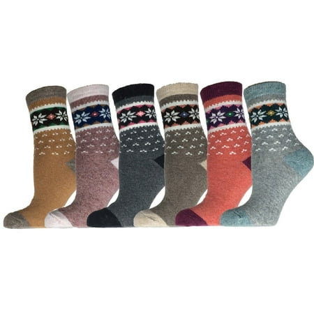 Women's 6 Pair Socks Size 6-9 Wool Warm Winter Crew (Best Womens Wool Socks)