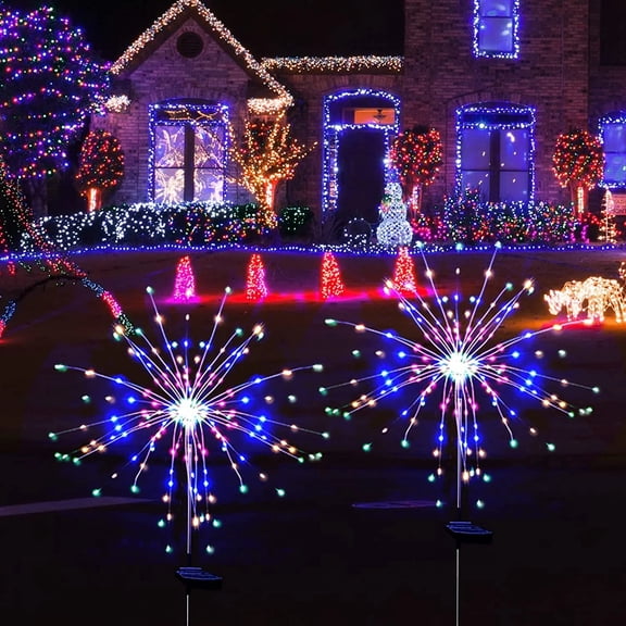 Solar LED Firework Lights Outdoor Waterproof, Manual Shape-Changeable Flower Arrangement Lamp, Solar-Powered Courtyard & Garden Landscape Decor Lights with Auto On/Off for Christmas Holiday, Patio