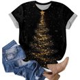 thumbnail image 6 of larppty Christmas Tshirts for Women 2025 Christmas Shirts Xmas Holiday Party Short Sleeve Pullover Tops (Yellow, M), 6 of 7