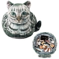 thumbnail image 1 of Bolsa de maquillaje Openhahaha con cordón gris atigrado con forma de gato, 1 of 9