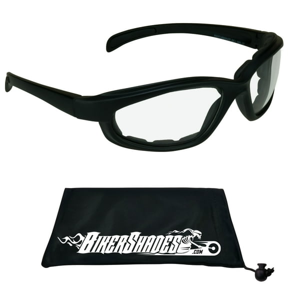 Bikershades Z87 Motorcycle Safety Sun Glasses Foam Padded Men Wind Dust Resistant Clear