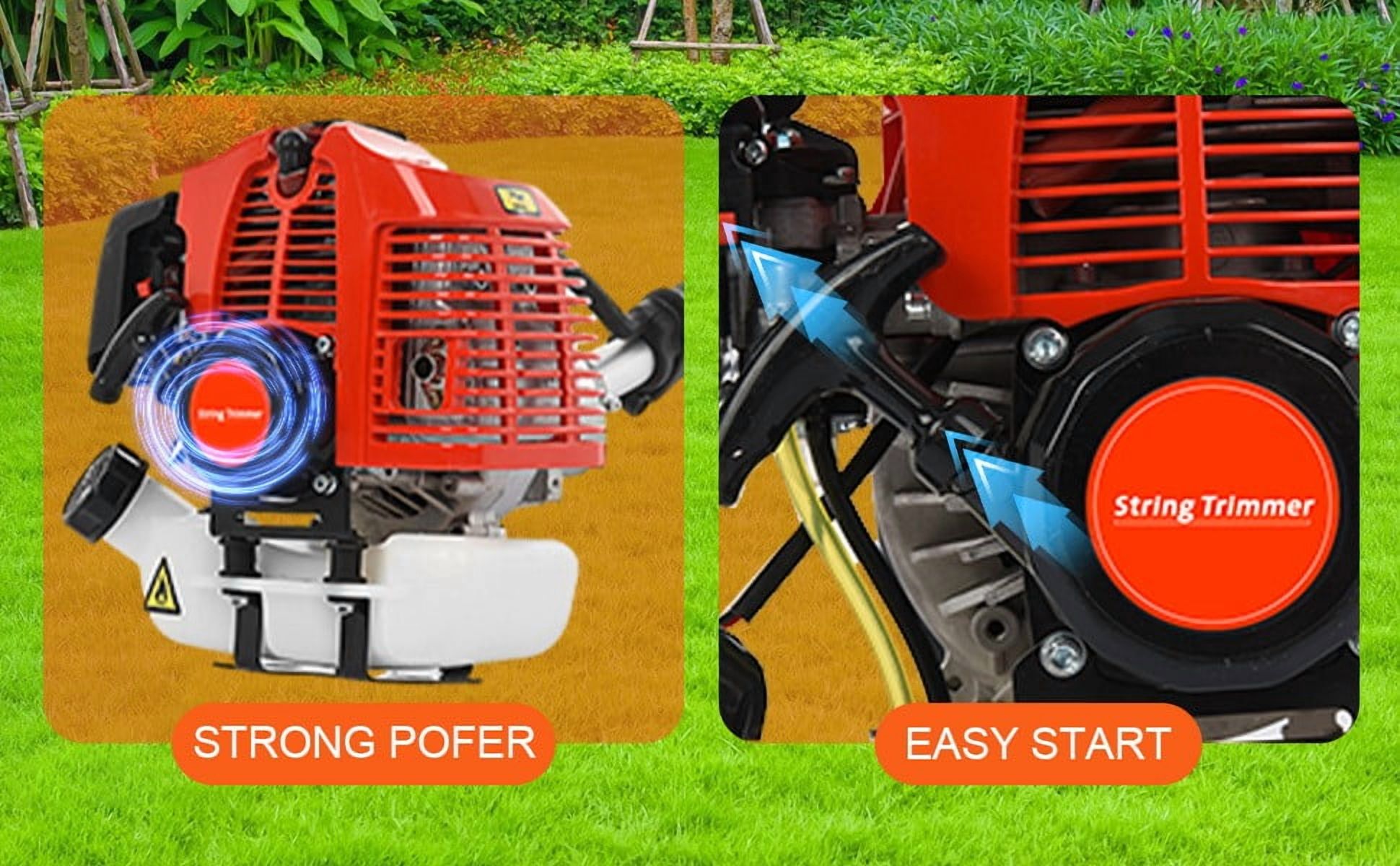 Seipouy Gas Weed Wacker，Five in One Weed Eater Gas Powe Strong Powerful Full Functioning Guard Accessories Hedge Trimmer 52cc Petrol Hedge Trimmer Chainsaw Brush Cutter for Garden Lawn Care