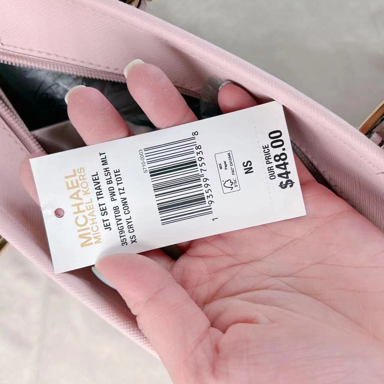 Michael Kors 35t9gtvt0b Jet Set Travel Extra Small Logo Top Zip Tote Bag In Pwd Blsh Mlt Walmart Com