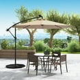 thumbnail image 4 of Gymax 10 ft Patio Offset Umbrella w/ Solar Lights Deck Umbrella w/ Easy Tilt Adjustment Tan, 4 of 10