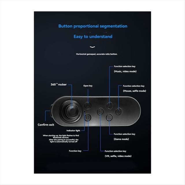 Controlador Remoto Inalámbrico Bluetooth VR para Juegos Joystick Gamepad Control Remoto Somatosensorial Negro